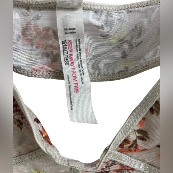 ✨NWT✨FREE PEOPLE Mesh CorsetStyle Floral Bralette Gray-Beige/Orange/Rust/Brown L - Picture 5 of 7